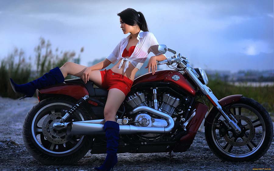 Beautiful girls and motorcycles in Varangal