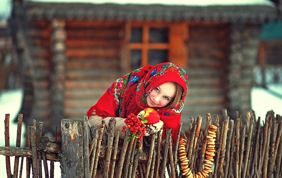 Sexy girl Women in Slavic costumes in Varangal