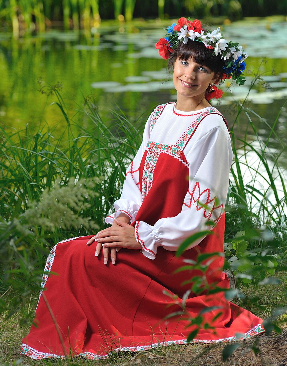 Beautiful girl Girls in Slavic costumes in Varangal